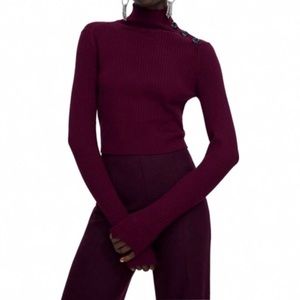 Zara- Burgundy Knit Turtleneck Sweater